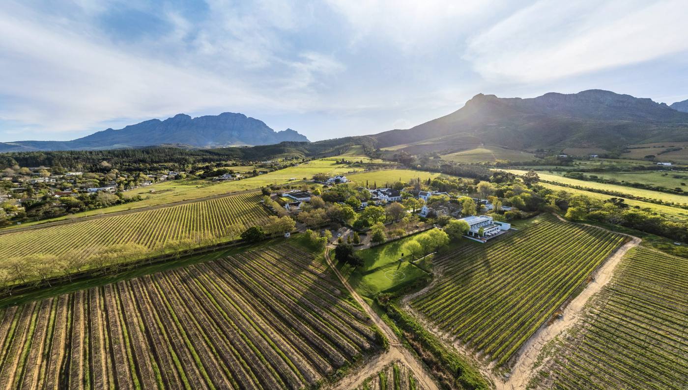 Lanzerac wine estate, aerial view