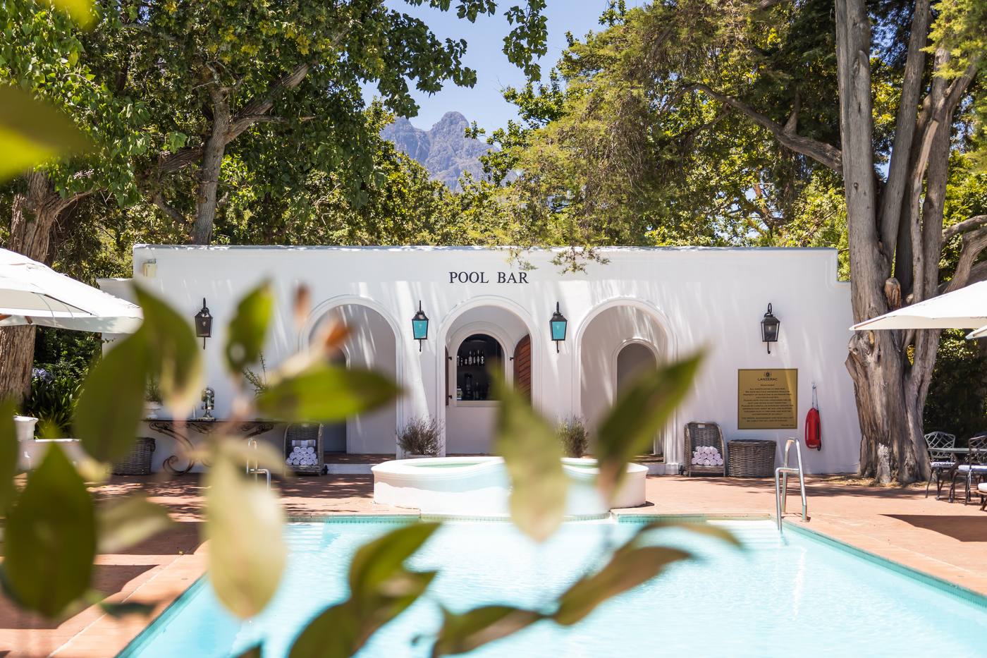 Lanzerac pool and pool bar