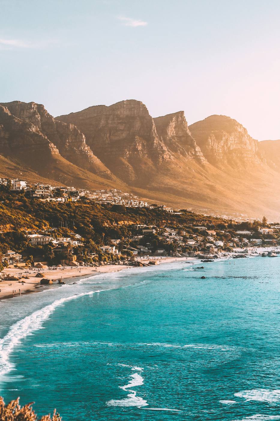 Camps Bay coastline at sunset